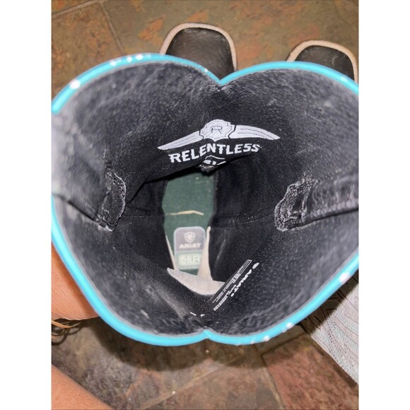 Ariat Embroidered Shaft Western Boots Kids 4 M Unrivaled Relentless Leather - Picture 10 of 13